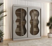 Armoire penderie Ortler 12 | 10 compartiments | Kaschmir | Portes coulissantes en verre fumé | 1,8 m de large
