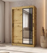 Armoire à portes coulissantes / Penderie / Couleur : Chêne artisan / 120 x 62 x 200 cm / Détails modernes / 5 compartiments / 2 tringles à vêtements / Finition élégante