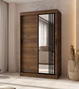Armoire à portes coulissantes / Penderie à vêtements / Couleur : Noyer Warmia / 120 x 62 x 200 cm / Détails modernes / 5 compartiments / 2 tringles à vêtements / Finition élégante