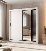 Penderie / 1 porte miroir / Couleur : Blanc mat / Finition haut de gamme / 180 x 62 x 200 cm / Armoire à portes coulissantes / 10 compartiments / 2 tringles à vêtements