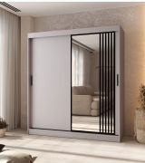 Penderie / 1 porte miroir / Couleur : cachemire / Finition haut de gamme / 180 x 62 x 200 cm / Armoire à portes coulissantes / 10 compartiments / 2 tringles à vêtements