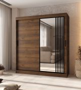 Penderie / 1 porte miroir / Couleur : Noyer Warmia / Finition haut de gamme / 180 x 62 x 200 cm / Armoire à portes coulissantes / 10 compartiments / 2 tringles à vêtements