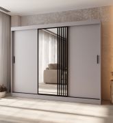 Penderie à portes coulissantes / 10 compartiments / Cachemire / 2 tringles à vêtements / Finition haut de gamme / Armoire / 250 x 62 x 200 cm / Porte miroir décorative
