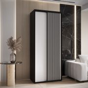 Armoire Tharo noir/blanc avec portes coulissantes | Grand espace de rangement | 235,2 x 110 x 45 cm | Organisation optimale