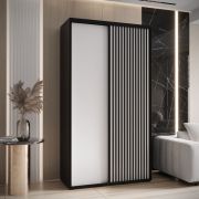 Armoire à portes coulissantes Tharo noir/blanc | Grand espace de rangement | Idéale salon | Anti-poussière | 235,2 x 140 x 45 cm