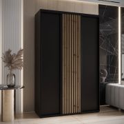 Armoire à portes coulissantes noire Tharo | 235,2 x 150 x 45 cm | Design moderne | Grand espace de rangement | Robuste et gain de place