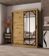 Penderie / Armoire à portes coulissantes / Couleur : Chêne artisan / 2 tringles / 5 compartiments / Finition haut de gamme / 150 x 62 x 200 cm / Pour chambre à coucher