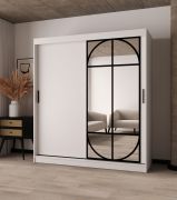 Armoire à portes coulissantes / Blanc mat / Porte miroir / Détails modernes / 180 x 62 x 200 cm / 10 compartiments / 2 tringles à vêtements / Finition haut de gamme