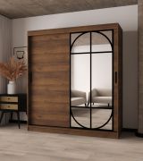 Armoire à portes coulissantes / Couleur : Noyer Warmia / Porte miroir / Détails modernes / 180 x 62 x 200 cm / 10 compartiments / 2 tringles à vêtements / Finitions haut de gamme