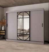 Armoire à portes coulissantes / Cachemire / Porte miroir / Détails modernes / 250 x 62 x 200 cm / Penderie / 10 compartiments / 2 tringles à vêtements / Finition haut de gamme