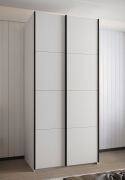 Armoire à portes coulissantes / Penderie / ABS protection des bords / 2 tringles à vêtements / 6 étagères / 245,5 x 100 x 64 cm / 6 compartiments / Soft-Close / Couleur : Blanc