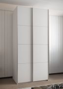 Penderie / Armoire à portes coulissantes / 245,5 x 100 x 64 cm / Soft-Close / 2 tringles à vêtements / 6 compartiments / 6 étagères / Couleur : Blanc / 2 portes coulissantes