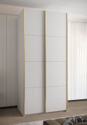 Penderie / Armoire à portes coulissantes / 245,5 x 100 x 64 cm / 6 étagères / 6 compartiments / 2 tringles à vêtements / 2 portes coulissantes / Couleur : Blanc / Soft-Close