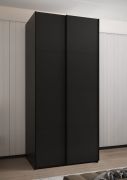 Armoire à portes coulissantes / Armoire à vêtements | 6 compartiments | 245,5 x 100 x 64 cm | 2 tringles à vêtements | 6 étagères | 2 portes coulissantes | Couleur : noir | Fermeture en douceur