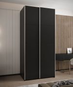 Armoire / Armoire à portes coulissantes / 2 portes coulissantes | 2 tringles à vêtements | 6 compartiments | 6 étagères | 245,5 x 100 x 64 cm | Couleur : noir | Fermeture en douceur