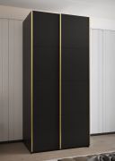 Penderie / Armoire à portes coulissantes / 2 tringles à vêtements / Protection des bandes de chant ABS / 6 compartiments / 245,5 x 100 x 64 cm / Soft-Close / Couleur : Noir / 2 portes coulissantes