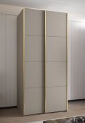 Armoire / Armoire à portes coulissantes | 2 tringles | 245,5 x 100 x 64 cm | 6 compartiments | Fermeture en douceur | 2 portes coulissantes | Couleur : cachemire | 6 compartiments
