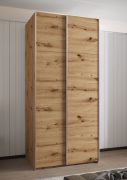 Armoire / Armoire à portes coulissantes | 245,5 x 110 x 64 cm | 6 compartiments | Système de fermeture en douceur | 2 tringles à vêtements | 6 étagères | Couleur : chêne Artisan
