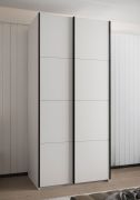 Penderie / Armoire à portes coulissantes / 6 compartiments / 245,5 x 110 x 64 cm / 2 tringles à vêtements / Protection des bords ABS / 2 portes coulissantes / Couleur : Blanc / Soft-Close