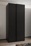Armoire / Armoire à portes coulissantes | 245,5 x 110 x 64 cm | 2 portes coulissantes | 6 compartiments | 2 tringles à vêtements | 6 étagères | Couleur : noir | Fermeture en douceur