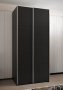 Penderie / Armoire à portes coulissantes / ABS protection des bords / 2 tringles à vêtements / 6 compartiments / 2 portes coulissantes / 245,5 x 110 x 64 cm / Couleur : Noir / Soft-Close