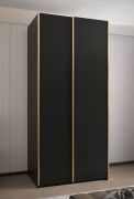 Armoire / Armoire à portes coulissantes | 245 x 110 x 64 cm | 2 tringles à vêtements | 6 compartiments | 2 portes coulissantes | 6 étagères | Couleur : noir | Fermeture en douceur