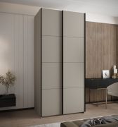 Armoire / Armoire à portes coulissantes | Fermeture en douceur | 2 tringles | 245,5 x 110 x 64 cm | 6 compartiments | 2 portes coulissantes | Couleur : cachemire | Chants en ABS