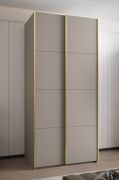 Armoire / Armoire à portes coulissantes | 2 portes coulissantes | 245,5 x 110 x 64 cm | 6 compartiments | 6 tablettes | 2 tringles à vêtements | Couleur : cachemire | Fermeture en douceur