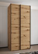 Armoire / Armoire à portes coulissantes | 245,5 x 120 x 64 cm | 2 tringles à vêtements | 6 compartiments | 2 portes coulissantes | Bords protégés par des bandes en ABS | Couleur : Chêne Artisan