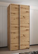 Armoire / Armoire à portes coulissantes | 6 étagères | 245,5 x 120 x 64 | 2 tringles à vêtements | 2 portes coulissantes | 6 compartiments | Couleur : chêne Artisan | Fermeture en douceur