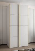 Armoire à portes coulissantes / Penderie / 2 portes coulissantes / 6 compartiments / 2 tringles à vêtements / Soft-Close / 6 étagères / Couleur : Blanc / Soft-Close / Bords ABS