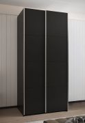 Armoire / Armoire à portes coulissantes | 6 compartiments | 2 tringles à vêtements | 245,5 x 120 x 64 cm | 2 portes coulissantes | 6 étagères | Couleur : noir | Fermeture en douceur