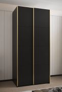 Armoire / Armoire à portes coulissantes | 6 compartiments | 2 tringles à vêtements | 2 450,5 x 120 x 64 cm | 6 étagères | Fermeture en douceur | Couleur : noir | 2 portes coulissantes