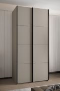 Armoire / Armoire à portes coulissantes | Bordures en ABS | 6 compartiments | 2 tringles à vêtements | 245,5 x 120 x 64 cm | 2 portes coulissantes | Couleur : cachemire