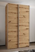 Armoire / Armoire à portes coulissantes | Système de fermeture en douceur | 6 compartiments | 2 tringles à vêtements | 245,5 x 130 x 64 cm | 3 portes coulissantes | Couleur : chêne Artisan