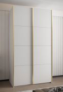 Armoire à portes coulissantes / Penderie / 6 étagères / 6 compartiments / 245,5 x 130 x 64 cm / 2 tringles à vêtements / 2 portes coulissantes / Couleur : Blanc / Soft-Close