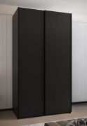 Armoire / Armoire à portes coulissantes | 245,5 x 130 x 64 cm | 6 compartiments | 6 étagères | 2 portes coulissantes | 2 tringles à vêtements | Couleur : noir | Fermeture en douceur