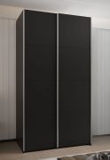 Armoire / Armoire à portes coulissantes | 2 tringles | 2 portes coulissantes | 6 compartiments | 6 étagères | Fermeture en douceur | Couleur : noir | Fermeture en douceur