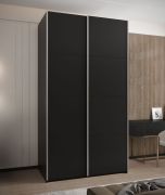 Armoire / Armoire à portes coulissantes | 245,5 x 130 x 64 cm | 2 tringles | 6 étagères | 6 compartiments | 2 portes coulissantes | Couleur : noir | Fermeture en douceur