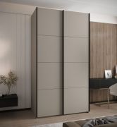 Armoire / Armoire à portes coulissantes | 6 compartiments | 2 tringles à vêtements | 245,5 x 130 x 64 cm | 2 portes coulissantes | 6 étagères | Couleur : cachemire | Fermeture en douceur