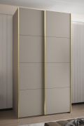 Armoire / Armoire à portes coulissantes | 2 tringles | 245,5 x 130 x 64 cm | 6 compartiments | 6 étagères | 2 portes coulissantes | Couleur : cachemire | Fermeture en douceur