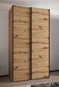 Armoire / Armoire à portes coulissantes | 245,5 x 140 x 64 cm | 2 tringles à vêtements | 2 portes coulissantes | 6 compartiments | 6 étagères | Couleur : chêne Artisan