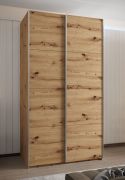 Armoire / Armoire à portes coulissantes | 245,5 x 140 x 64 cm | 2 tringles | 2 portes coulissantes | 6 compartiments | Système de fermeture en douceur | Couleur : chêne Artisan