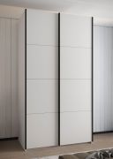 Penderie / Armoire à portes coulissantes / 6 compartiments / 245,5 x 140 x 65 cm / 6 étagères / 2 tringles à vêtements / 2 portes coulissantes / Couleur : Blanc / Soft-Close