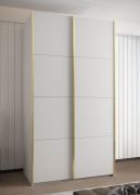 Penderie / Armoire à portes coulissantes / 2 portes coulissantes / 2 tringles à vêtements / 245,5 x 140 x 64 cm / 6 compartiments / 6 étagères / Couleur : Blanc / Chants ABS
