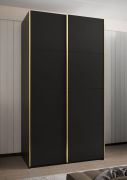 Armoire / Armoire à portes coulissantes | Bords en ABS | 6 compartiments | 245,5 x 140 x 64 cm | 6 étagères | 2 tringles à vêtements | Couleur : noir
