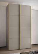 Armoire / Armoire à portes coulissantes | 245,5 x 140 x 64 cm | 6 compartiments | 2 tringles à vêtements | 2 portes coulissantes | 6 étagères | Couleur : cachemire | Fermeture en douceur