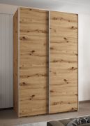 Armoire / Armoire à portes coulissantes | 245,5 x 150 x 64 cm | 2 tringles à vêtements | 2 portes coulissantes | 6 étagères | Fermeture en douceur | Couleur : chêne Artisan
