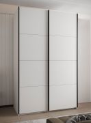 Penderie / armoire à portes coulissantes / 2 tringles à vêtements / 2 portes coulissantes / 6 étagères /245,5 x 150 x 64 cm / 6 compartiments / Soft-Close / Couleur : Blanc