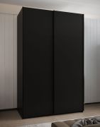 Penderie / armoire à portes coulissantes / 2 tringles à vêtements / 2 portes coulissantes / 245,5 x 150 x 64 cm / 6 compartiments / 6 étagères / Soft-Close / Couleur : Noir